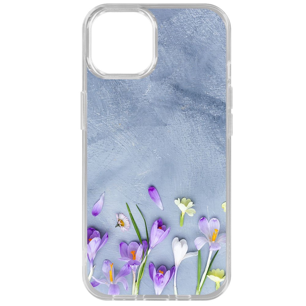 

Чехол-накладка Krutoff Clear Case Цветочное настроение для iPhone 14, Прозрачный