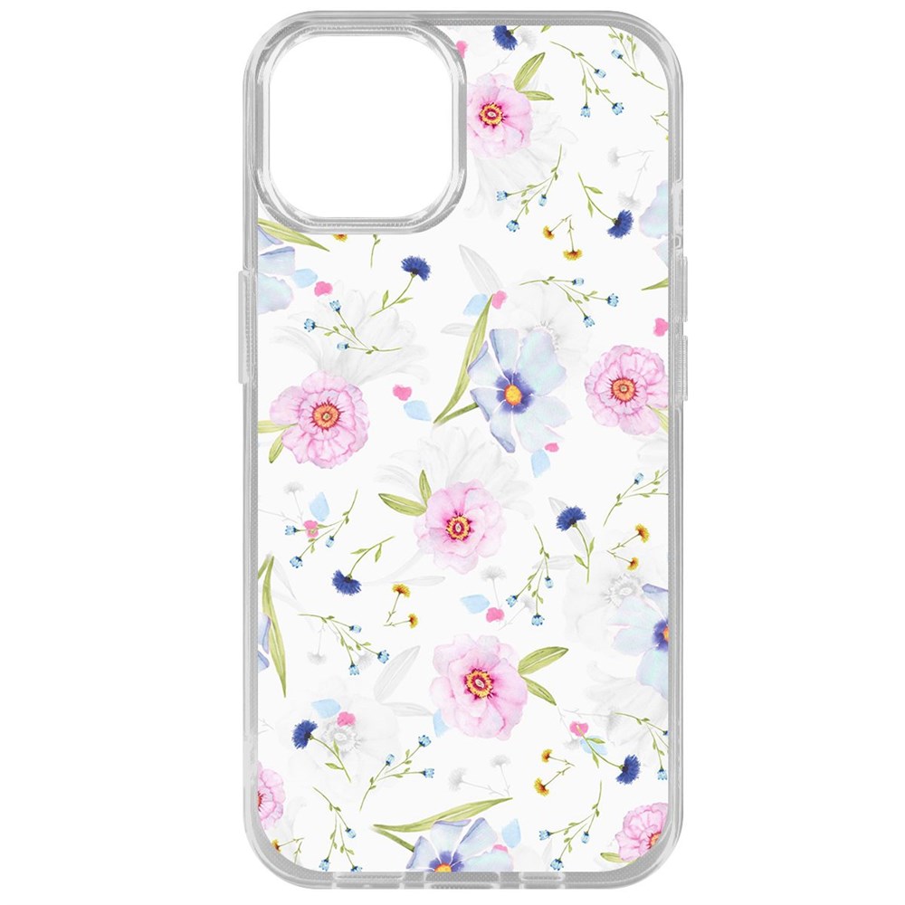 

Чехол-накладка Krutoff Clear Case Цветочный паттерн 3 для iPhone 14, Прозрачный