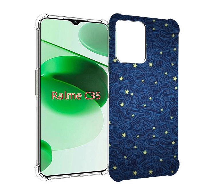 

Чехол MyPads волны с звездами акварель для Realme C35 / Narzo 50A Prime, Прозрачный, Tocco