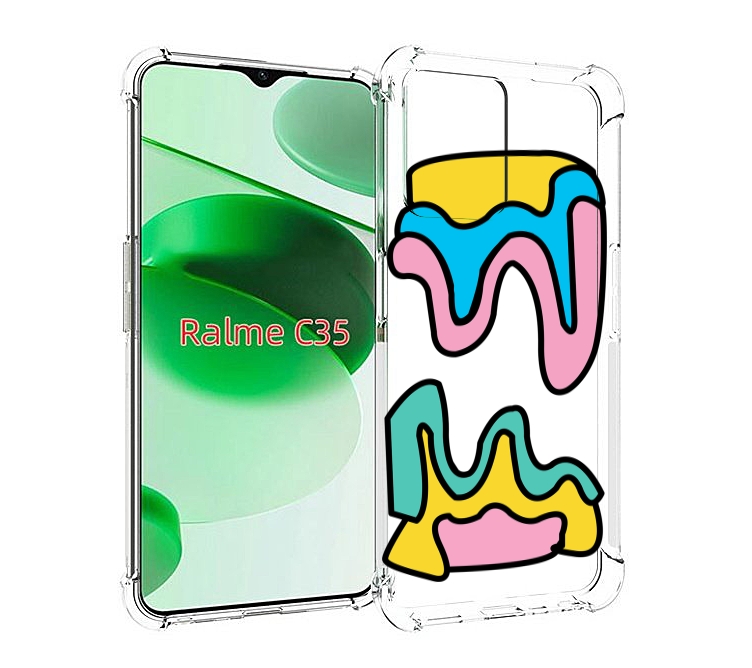 

Чехол MyPads вытекающая-абстракция для Realme C35 / Narzo 50A Prime, Прозрачный, Tocco