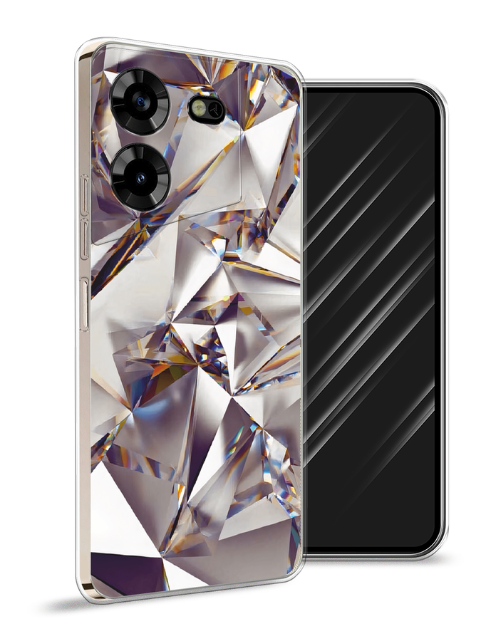 

Чехол Awog на Tecno Pova 5 "Бриллианты", Серебристый;бежевый, 303950-7