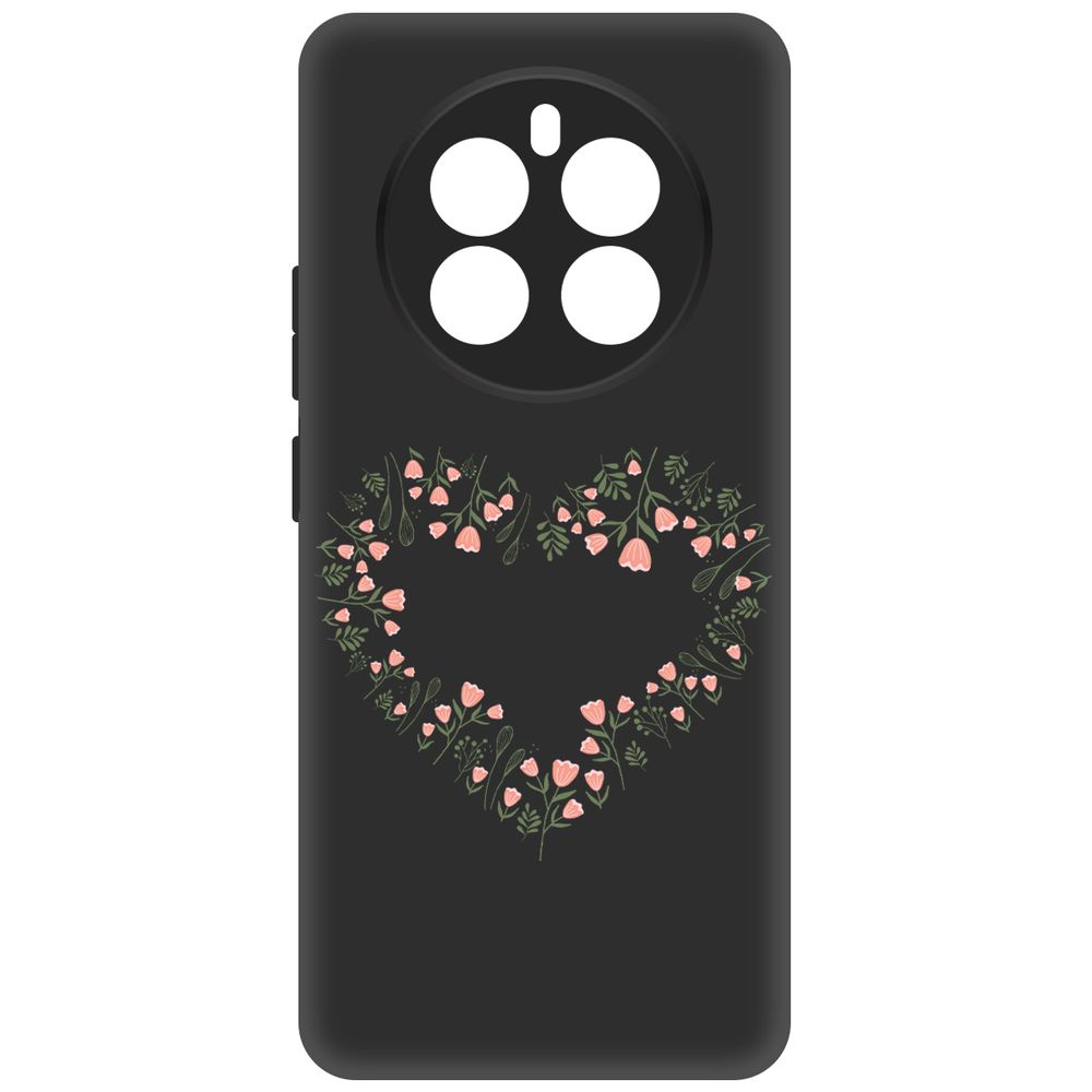 

Чехол-накладка Krutoff Soft Case Цветочное сердце для Realme 12+ 5G черный