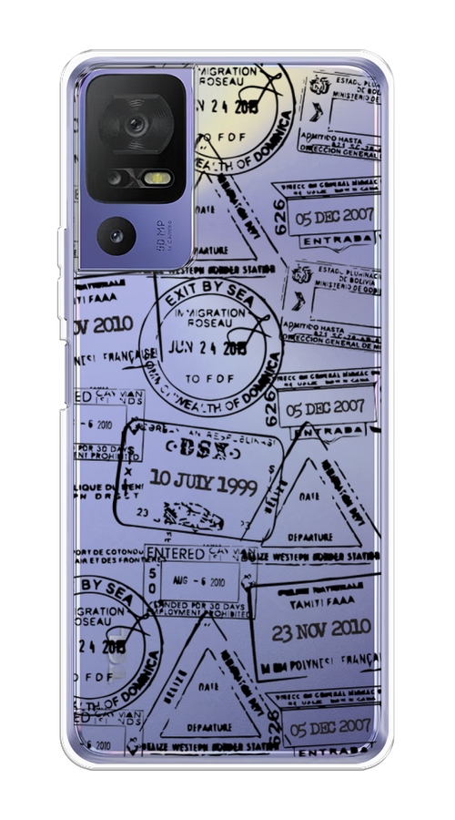 

Чехол на TCL 40 SE "Visa stamps 2", Белый;черный;серый, 291550-2