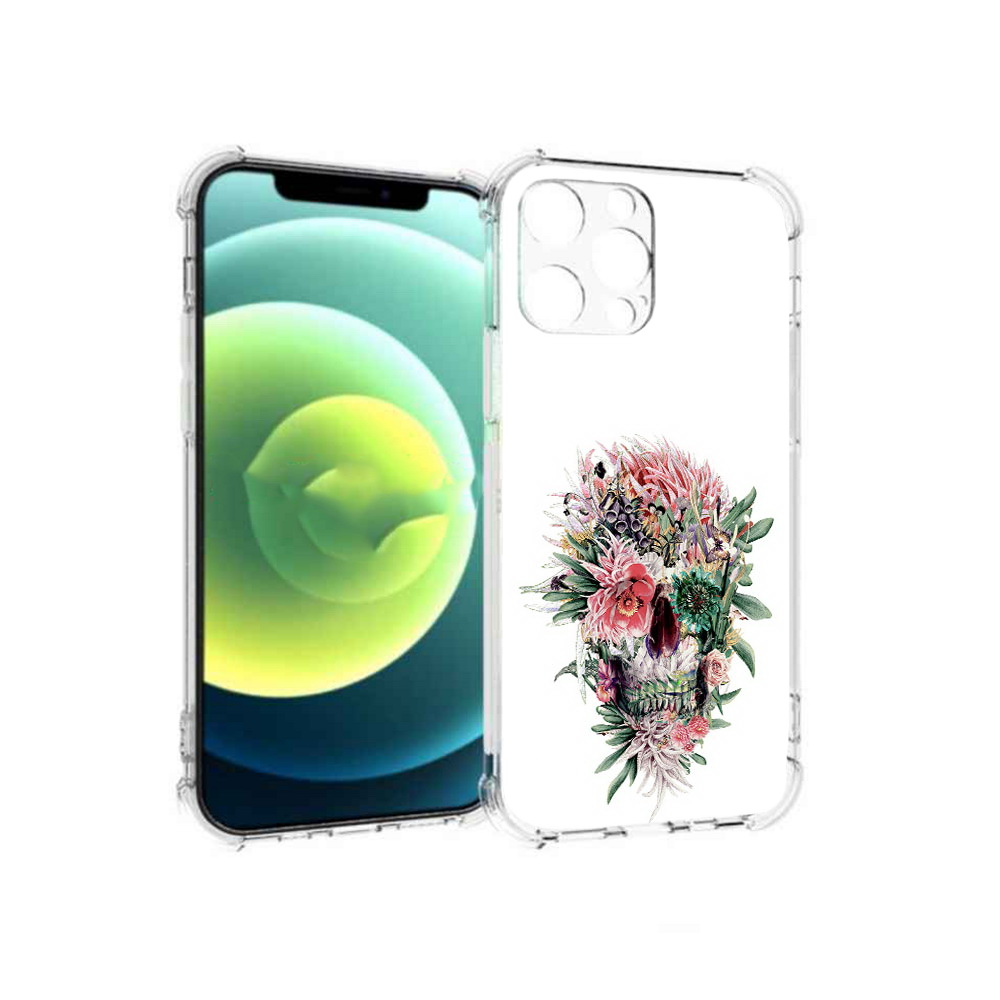 

Чехол MyPads Tocco для Apple iPhone 13 Pro череп из цветов (PT163086.612.677), Прозрачный, Tocco