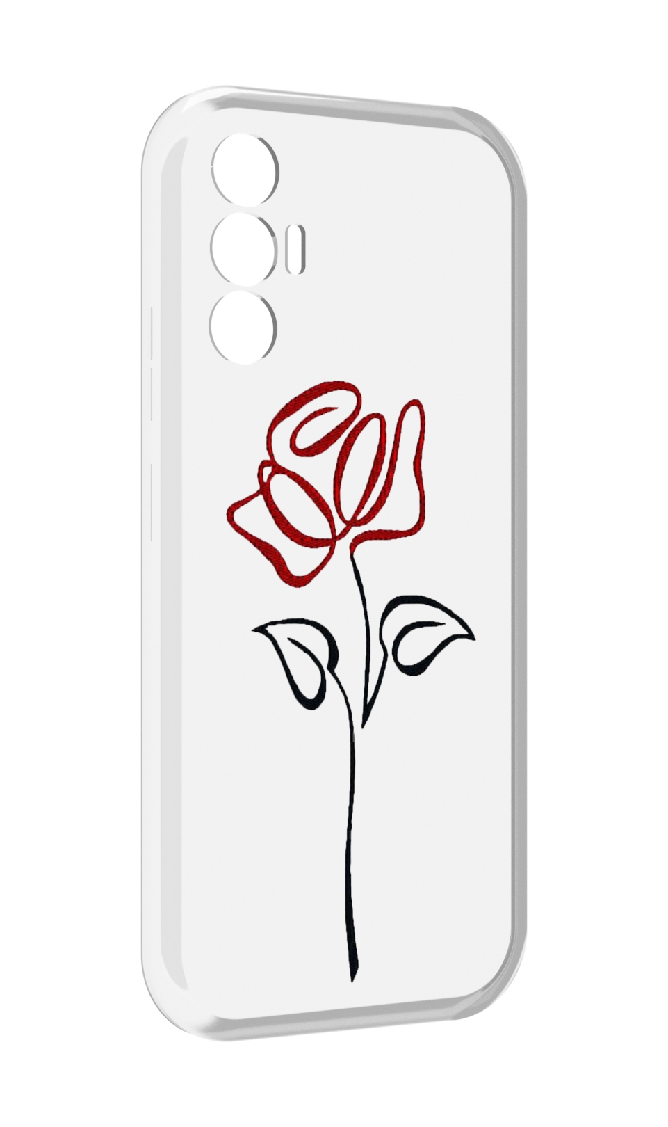 

Чехол MyPads цветок в одну линию для Tecno Pova 3, Прозрачный, Tocco