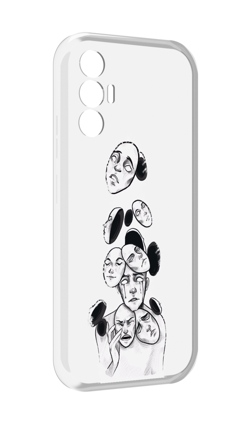 

Чехол MyPads человек с разными масками для Tecno Pova 3, Прозрачный, Tocco