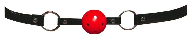 фото Красный кляп-шарик love spell на черных ремешках lola toys