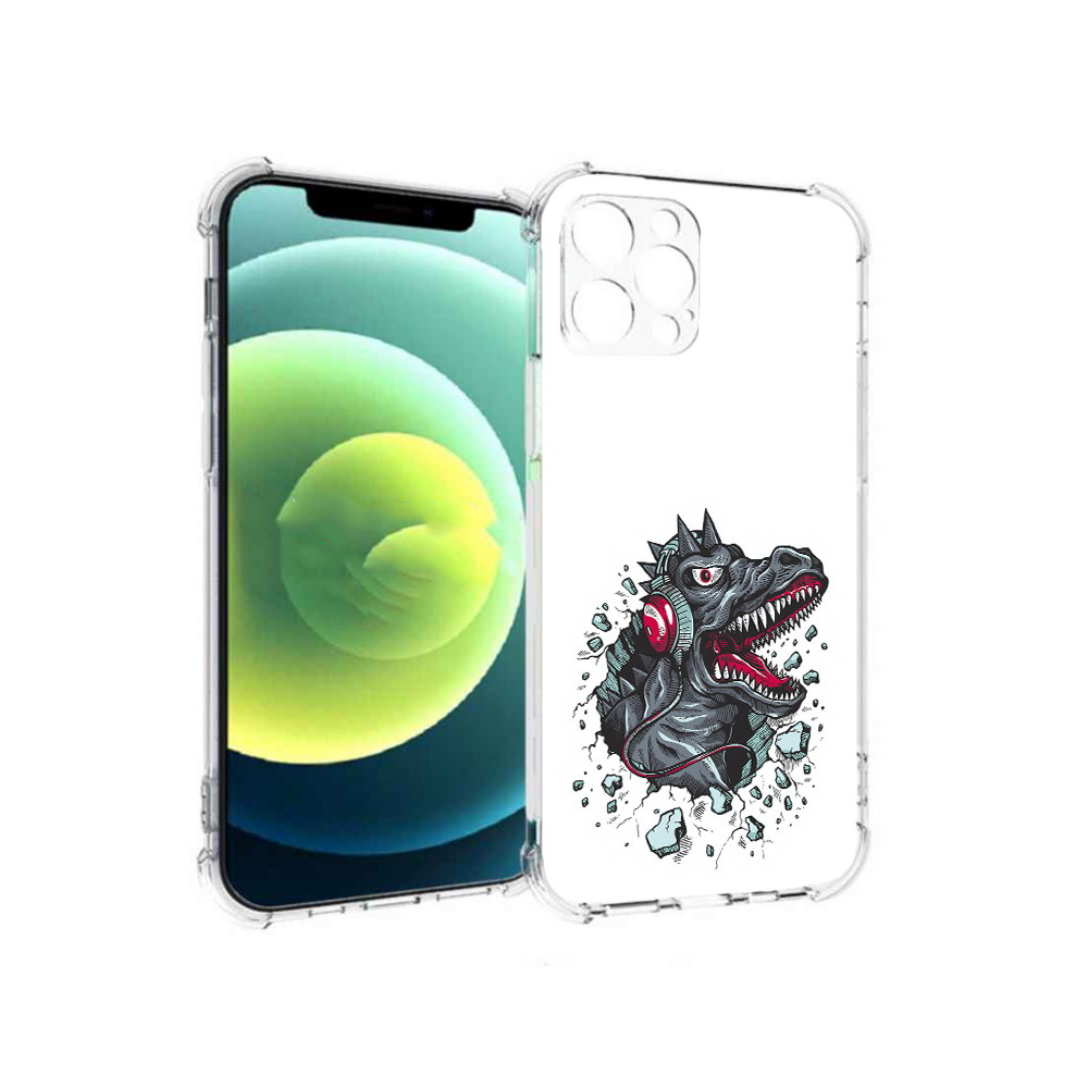 

Чехол MyPads Tocco для Apple iPhone 12 Pro Нарисованный динозавр в наушниках, Прозрачный, Tocco