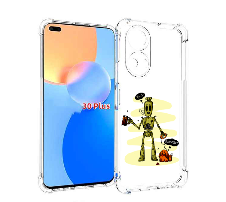 Чехол MyPads прикольный робот для Honor Play 30 Plus противоударный