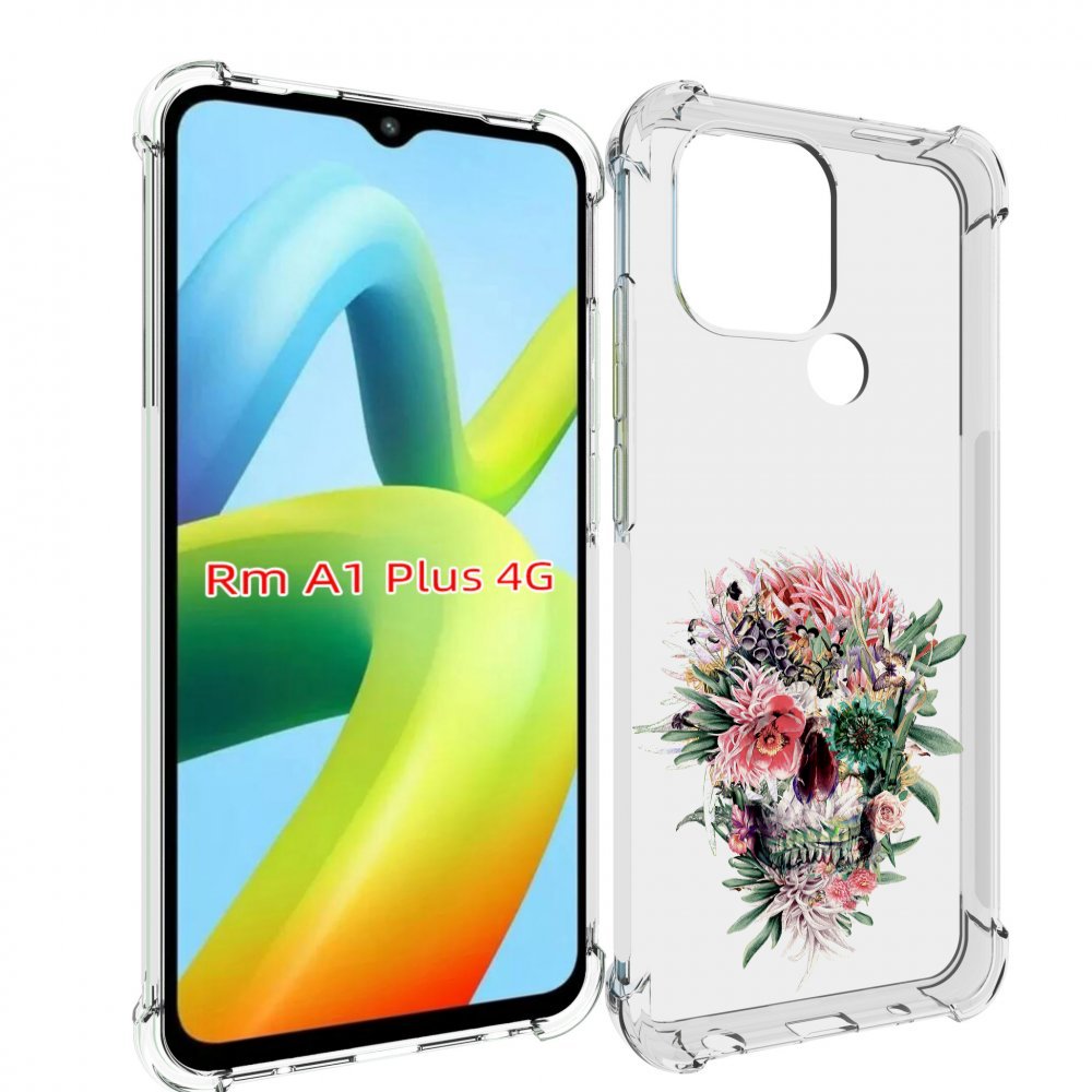 

Чехол MyPads череп из цветов для Xiaomi Redmi A1 Plus +, Прозрачный, Tocco