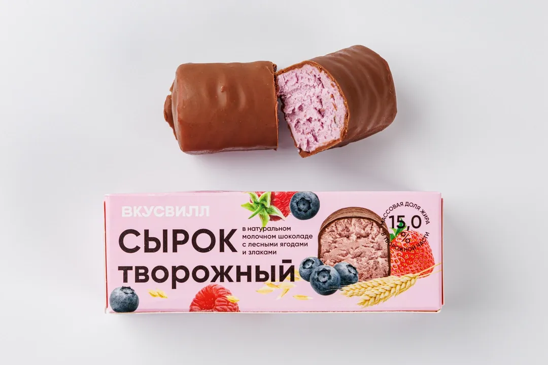 

Сырок творожный ВкусВилл с лесными ягодами и злаками 15% БЗМЖ 45 г