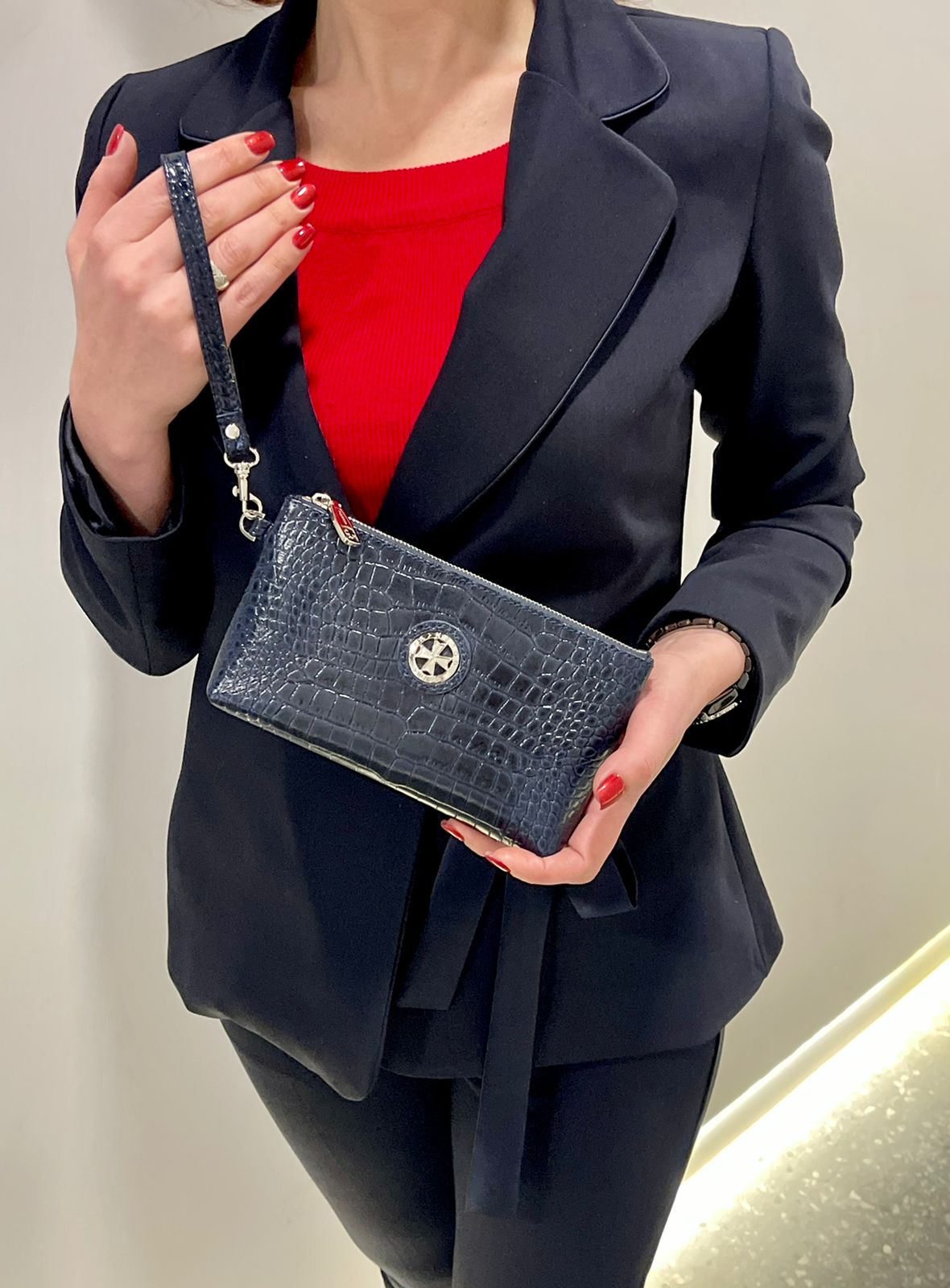 

Сумка женская Narvin 9247, croco d.blue, Синий, 9247