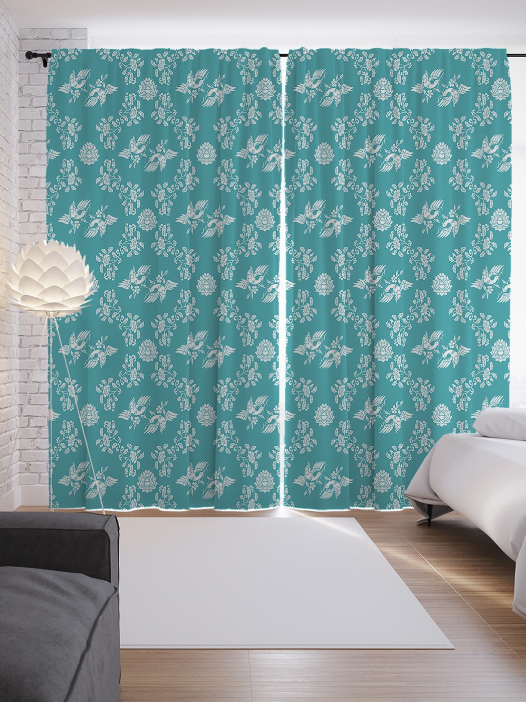 

Шторы JoyArty с фотопечатью "Птицы среди цветов" из сатена, 290х265 см, Птицы среди цветов