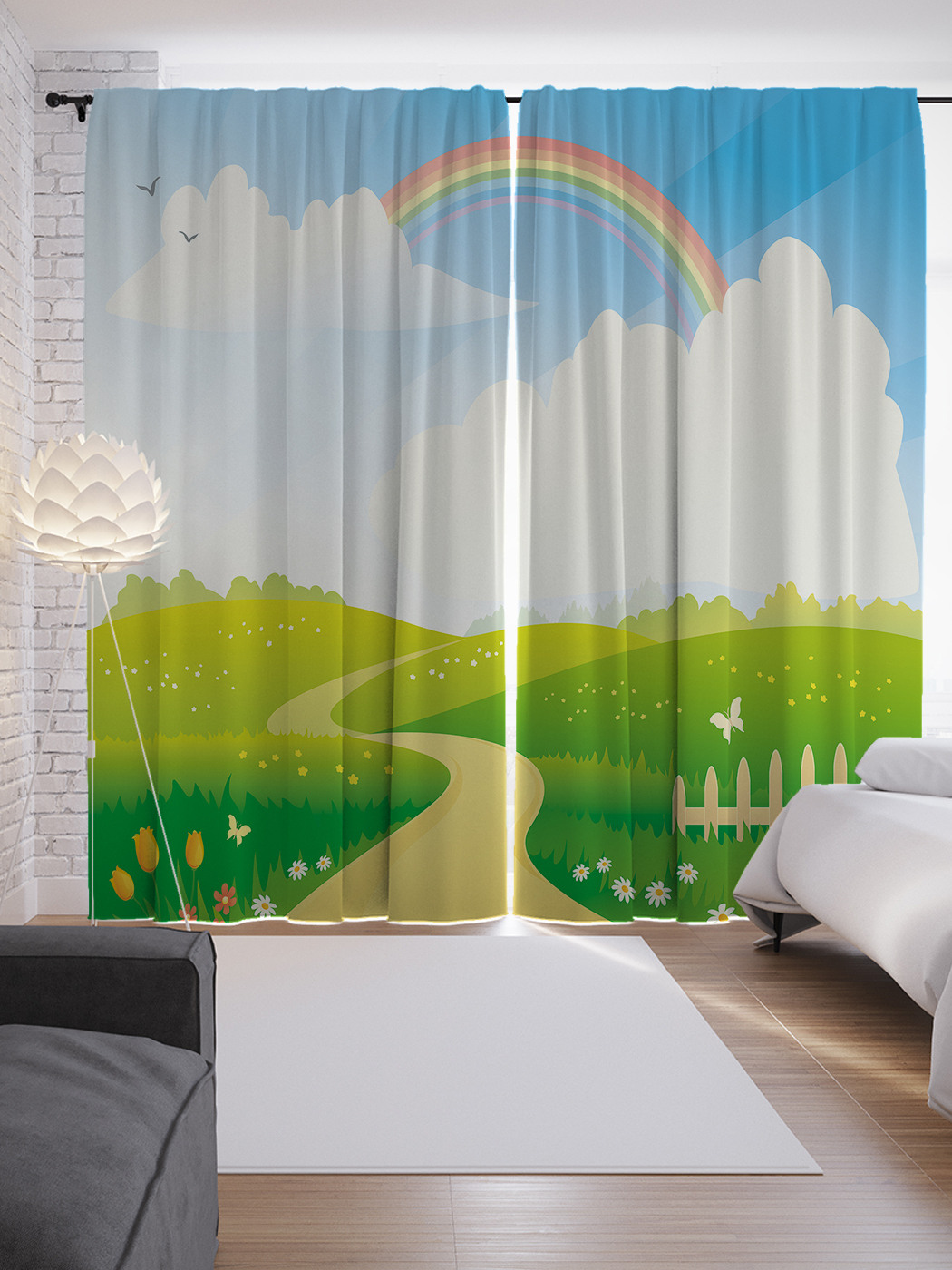 

Шторы JoyArty с фотопечатью "Радуга в облаках" из сатена, 290х265 см, Радуга в облаках