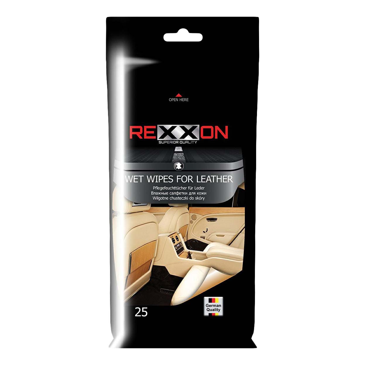 фото Влажные салфетки rexxon для кожаных поверхностей 25 шт