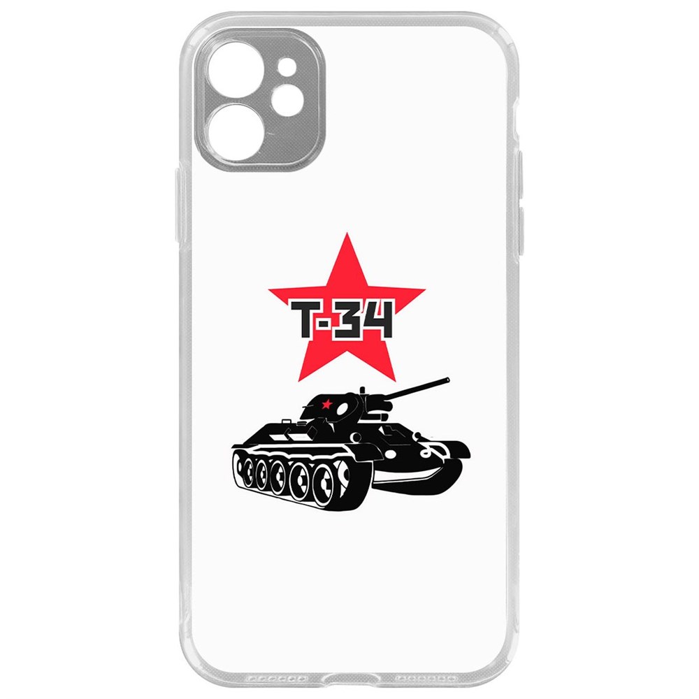 

Чехол-накладка Krutoff Clear Case Т-34 для iPhone 11 с защитой камеры, Прозрачный