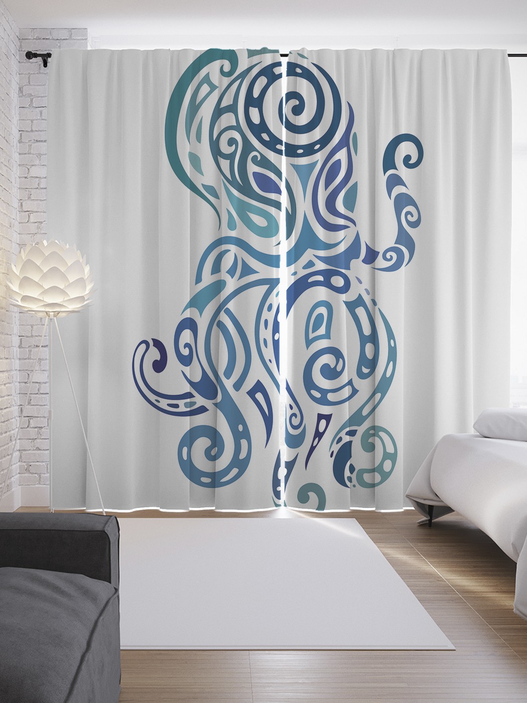 

Шторы JoyArty с фотопечатью "Орнамент каракатицы" из сатена, 290х265 см, Орнамент каракатицы