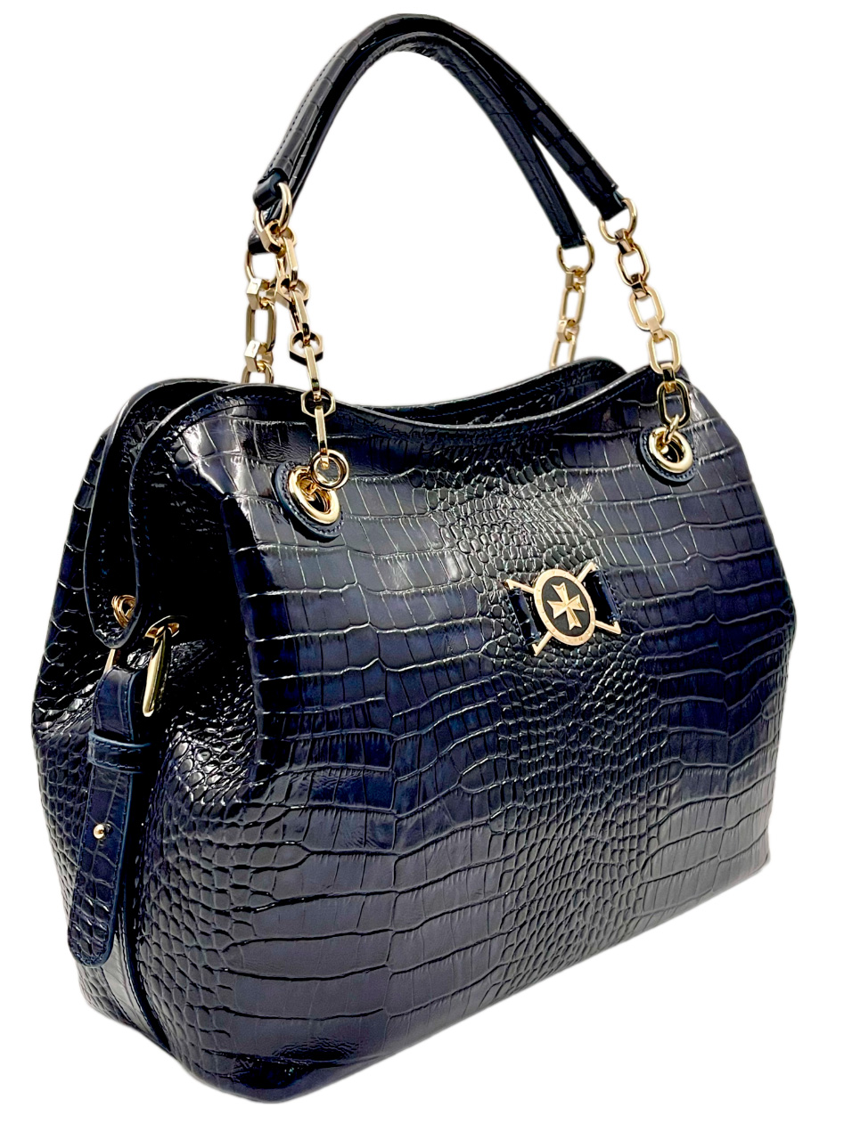 

Сумка женская Narvin 9815, croco d.blue, Синий, 9815