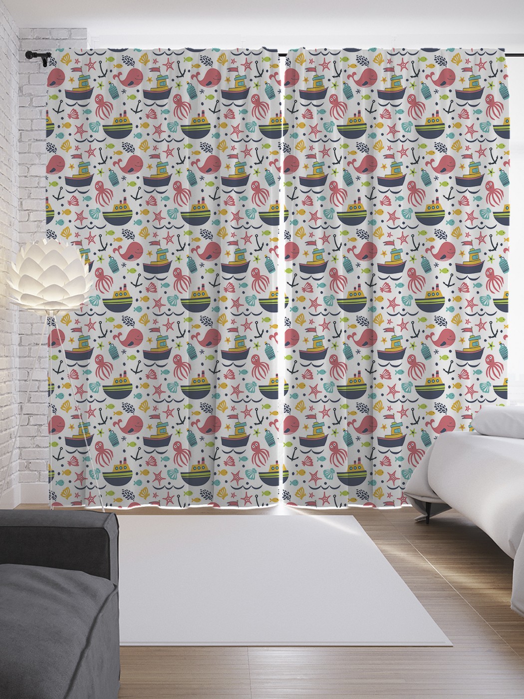 

Шторы JoyArty с фотопечатью "Корабли на дне океана" из сатена, 290х265 см, Корабли на дне океана