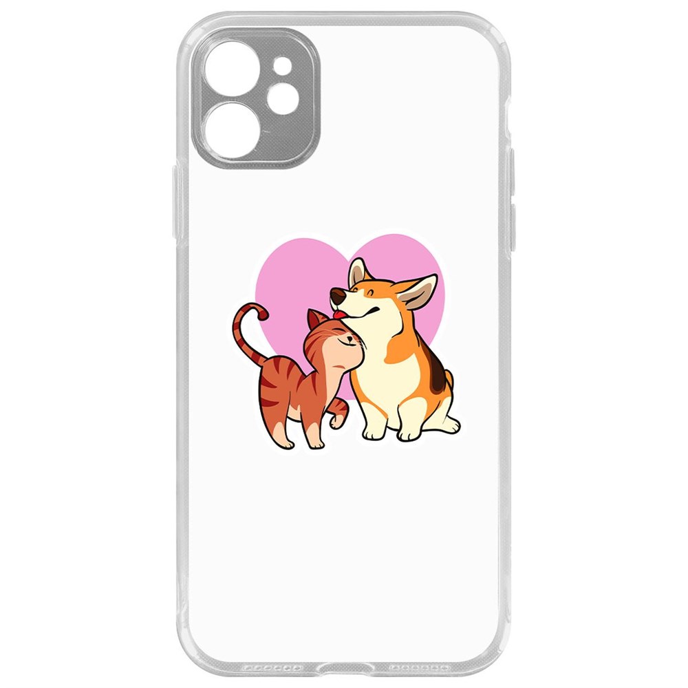 

Чехол-накладка Krutoff Clear Case Любовь противоположностей для iPhone 11 с защитой камеры, Прозрачный