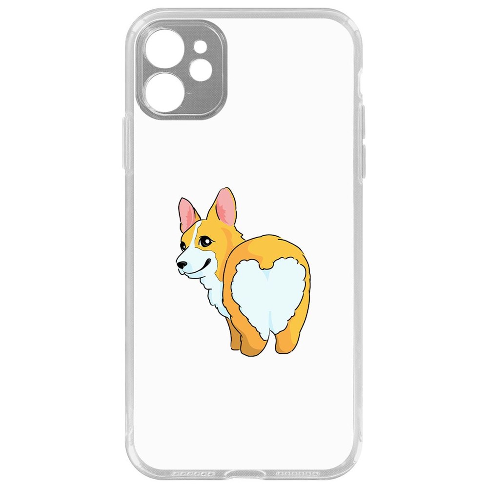 

Чехол-накладка Krutoff Clear Case Рисованный корги вид 2 для iPhone 11 с защитой камеры, Прозрачный