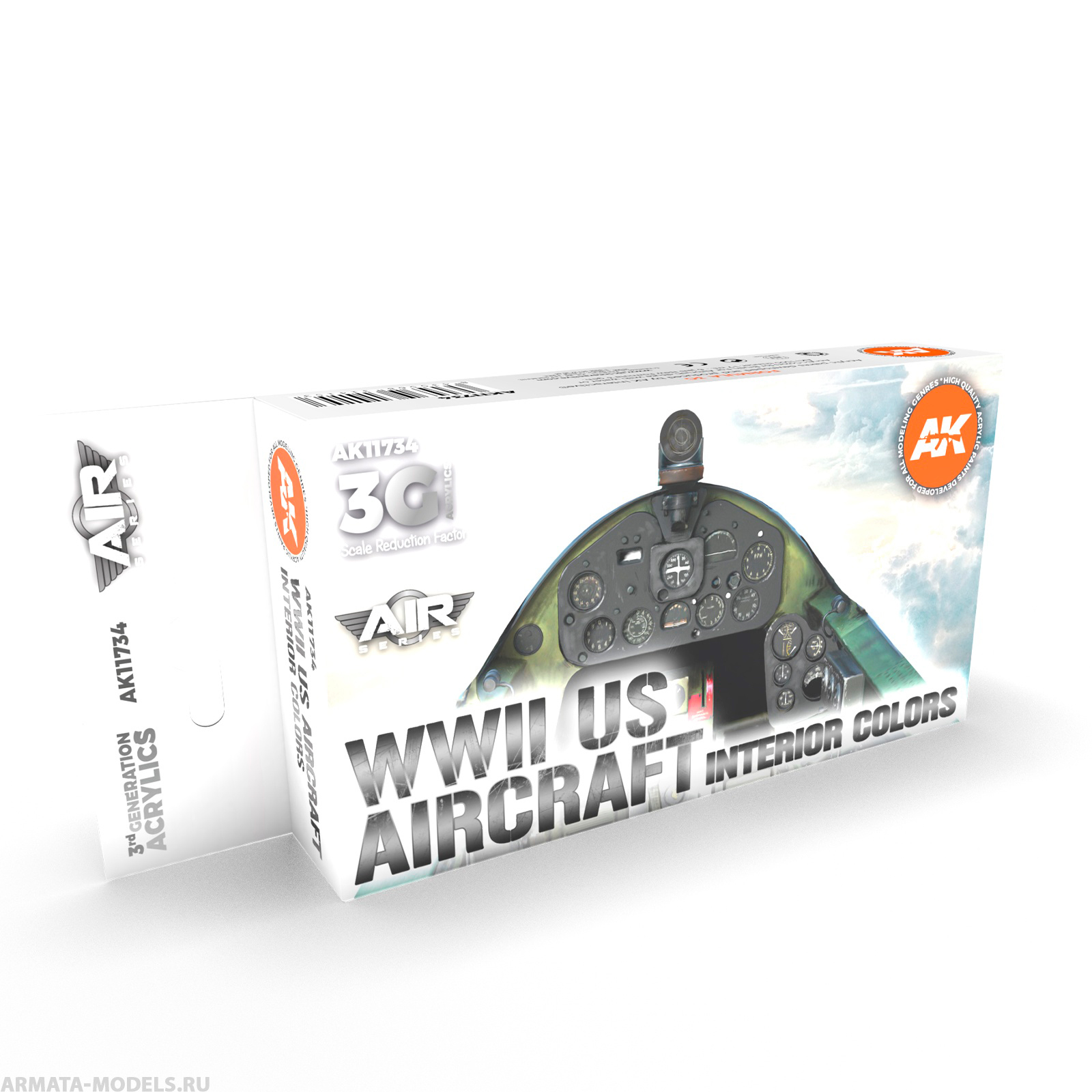 

AK11734 Набор красок WWII US Aircraft Interior Colors SET 3G, Микс