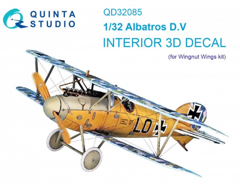 

QD32085 3D Декаль интерьера кабины Albatros D.V Wingnut Wings, Однотонный
