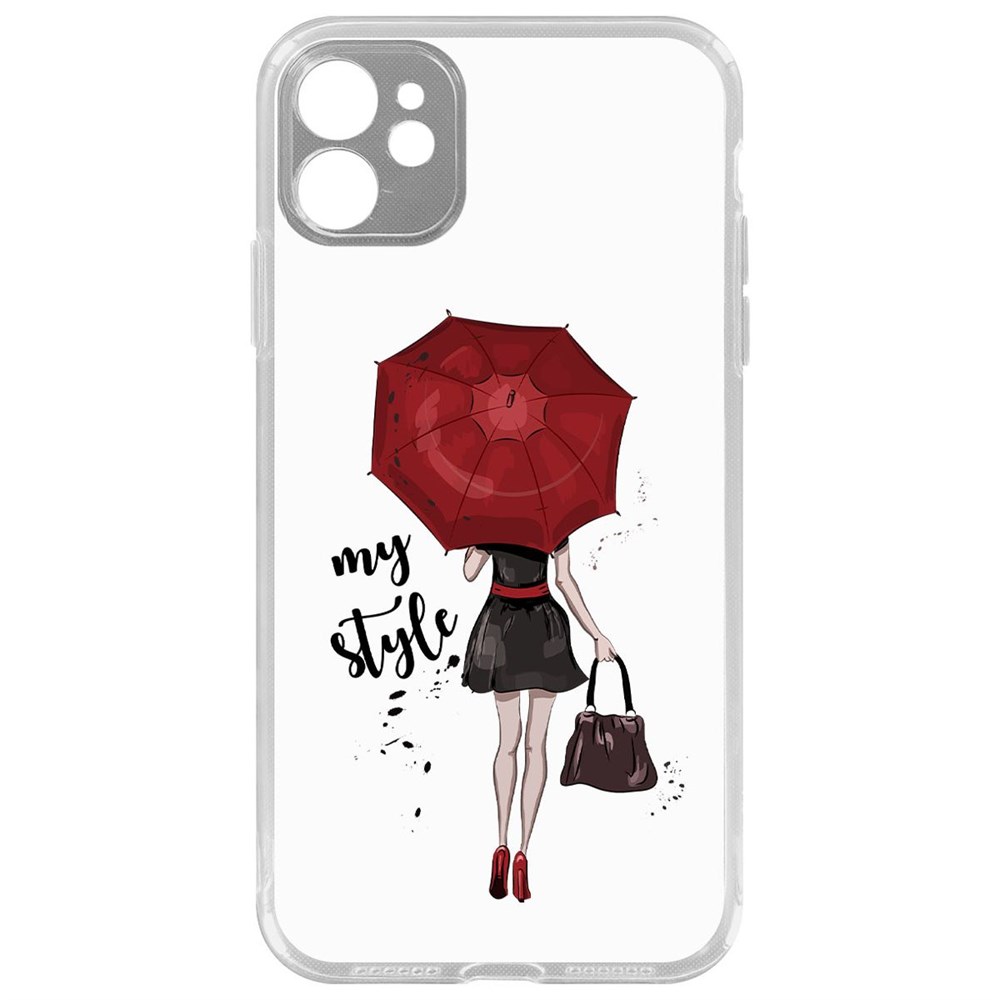 

Чехол-накладка Krutoff Clear Case Мой стиль для iPhone 11 с защитой камеры, Прозрачный