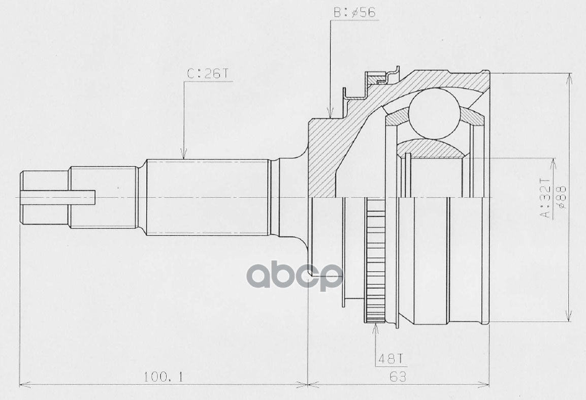 

Шрус Наружный К-Т (32x56x26) Toyota Camry 1992-1996 HDK to-027a48