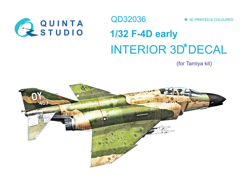 

QD32036 3D Декаль интерьера кабины F-4D Tamiya, Однотонный