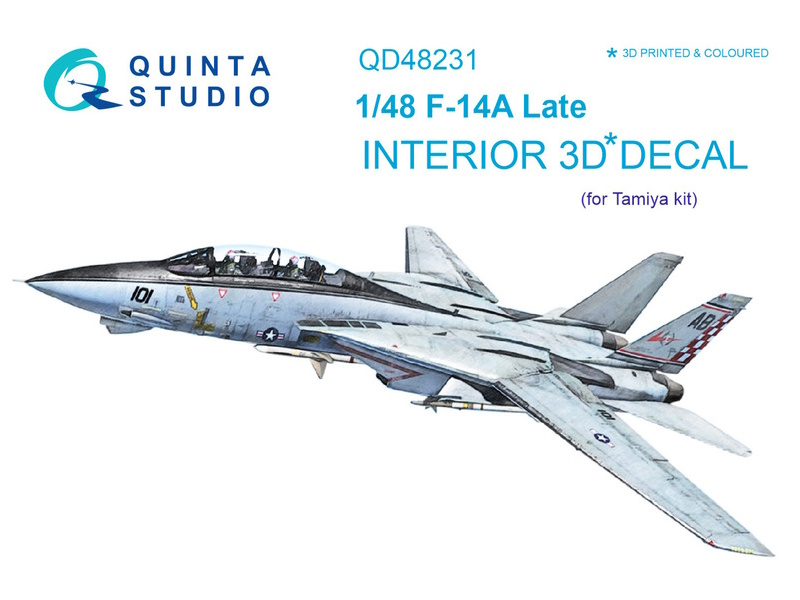 

QD48231 3D Декаль интерьера кабины F-14A Late для модели Tamiya, Однотонный