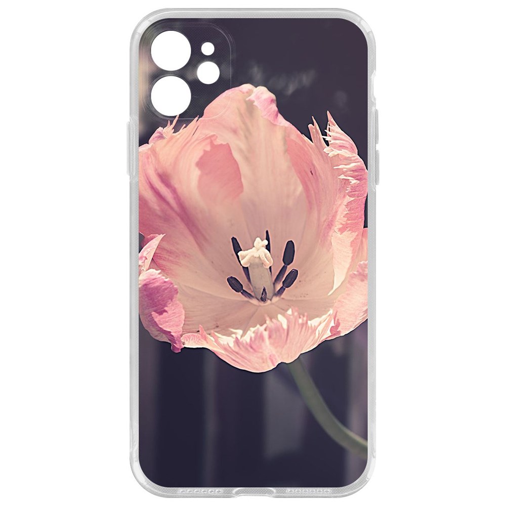 

Чехол-накладка Krutoff Clear Case Тюльпан для iPhone 11 с защитой камеры, Прозрачный