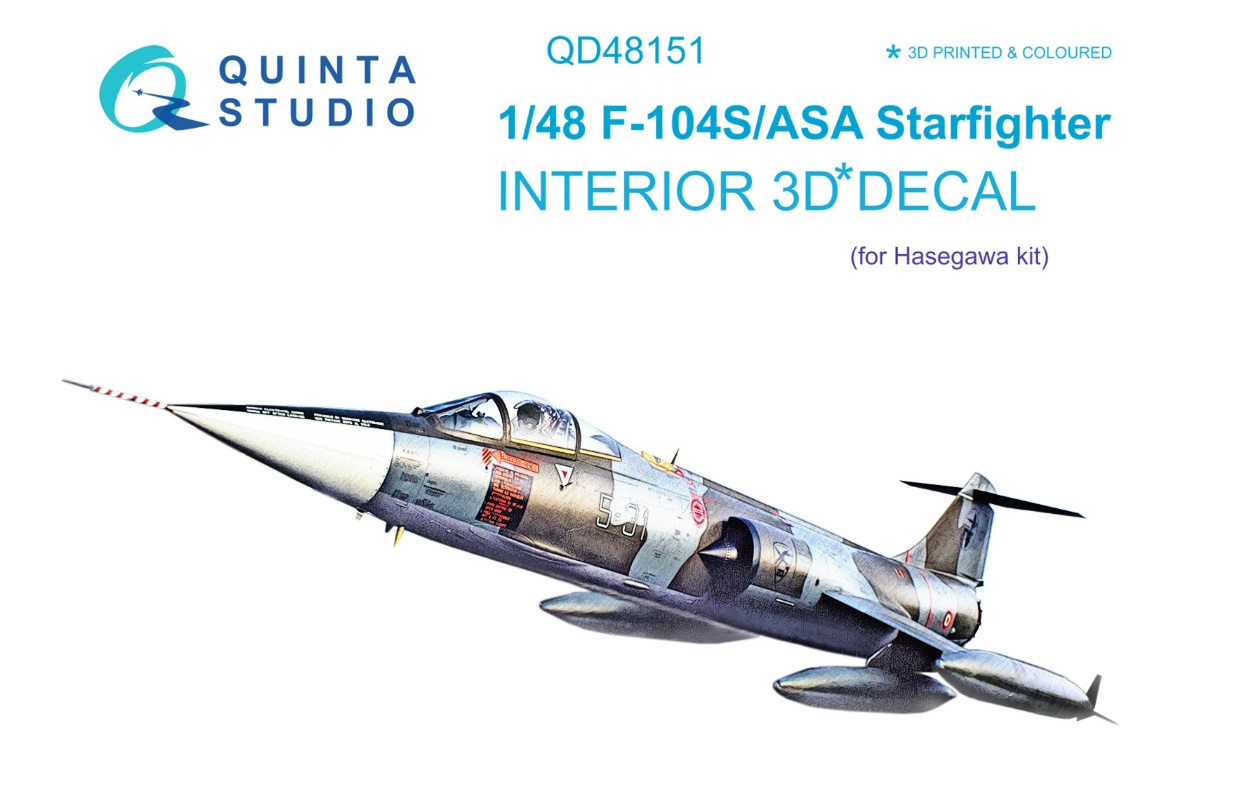 

QD48151 3D Декаль интерьера кабины F-104S-ASA Hasegawa, Однотонный
