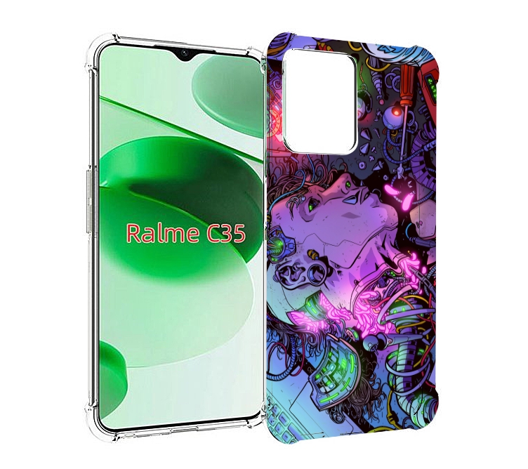 

Чехол MyPads голова робота мультик для Realme C35 / Narzo 50A Prime, Прозрачный, Tocco