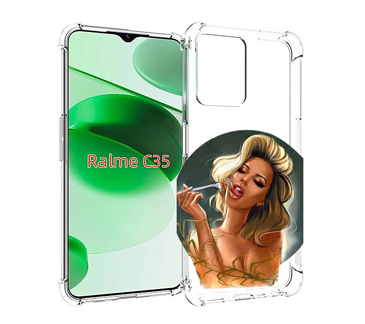 

Чехол MyPads голодная-девушка-модель женский для Realme C35 / Narzo 50A Prime, Прозрачный, Tocco