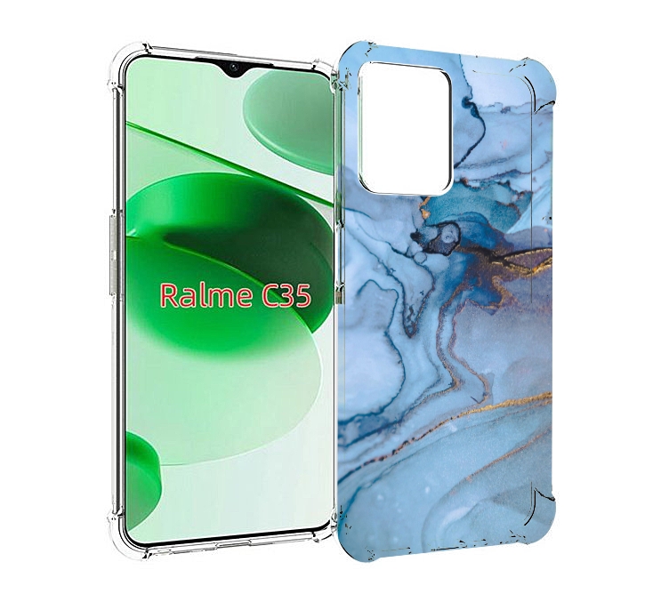 

Чехол MyPads голубой мрамор для Realme C35 / Narzo 50A Prime, Прозрачный, Tocco