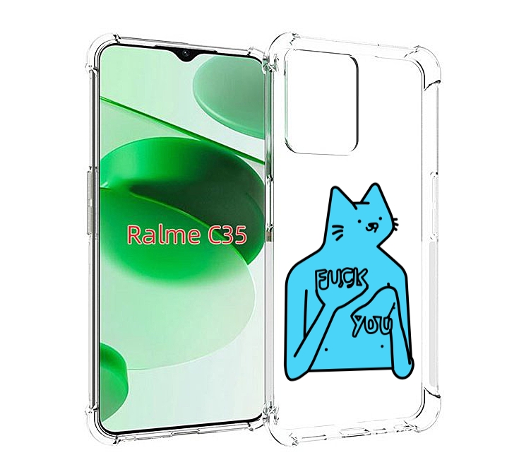 

Чехол MyPads голубой-кот-фак-ю для Realme C35 / Narzo 50A Prime, Прозрачный, Tocco