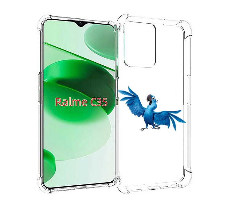 

Чехол MyPads голубой-попугайчик для Realme C35 / Narzo 50A Prime, Прозрачный, Tocco