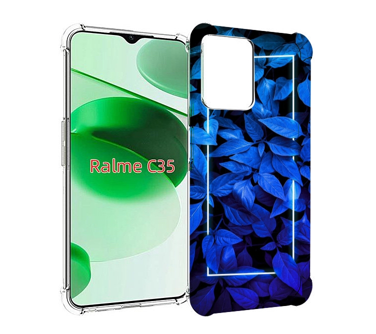 

Чехол MyPads голубые цветочки неон для Realme C35 / Narzo 50A Prime, Прозрачный, Tocco