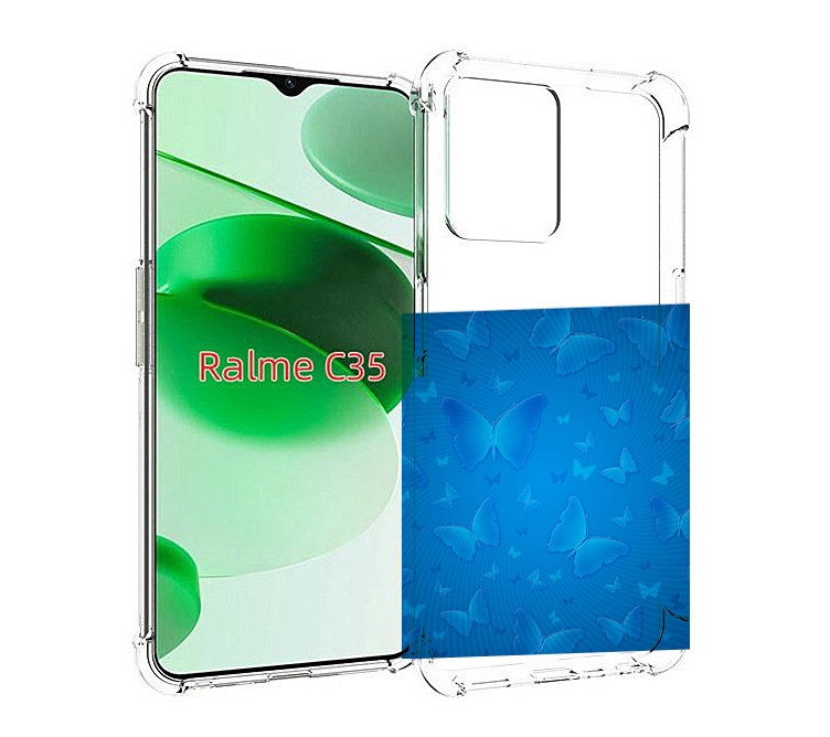 

Чехол MyPads голубые-бабочки для Realme C35 / Narzo 50A Prime, Прозрачный, Tocco