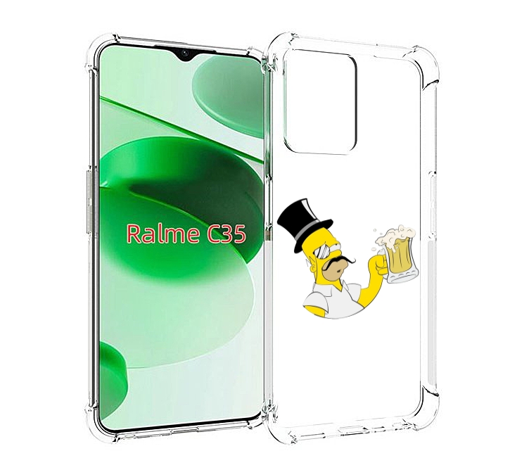

Чехол MyPads гомер-с-напитком для Realme C35 / Narzo 50A Prime, Прозрачный, Tocco