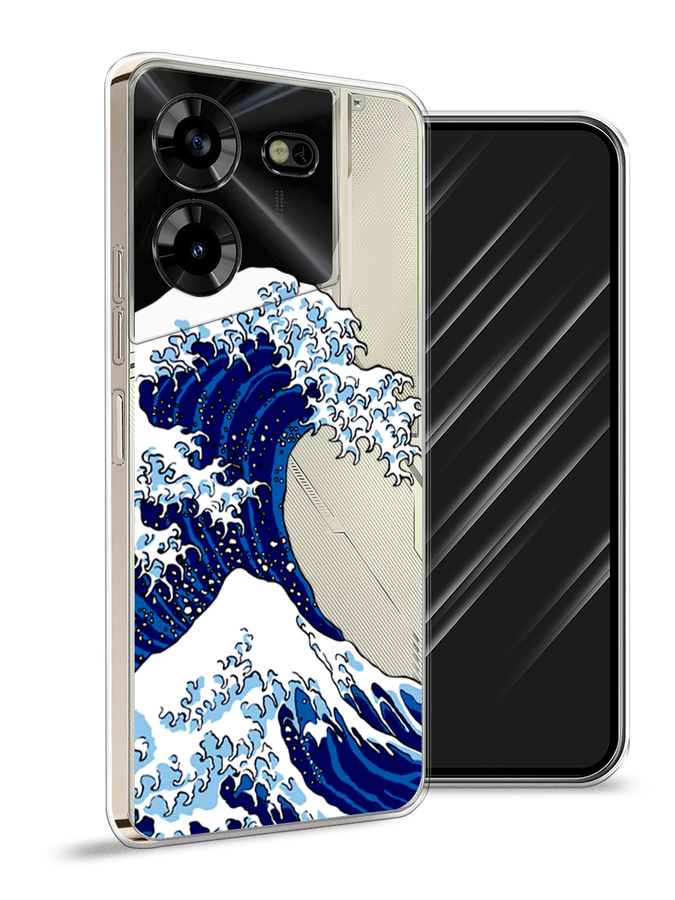 

Чехол Awog на Tecno Pova 5 "Волна в Канагаве", Синий;белый, 303950-4
