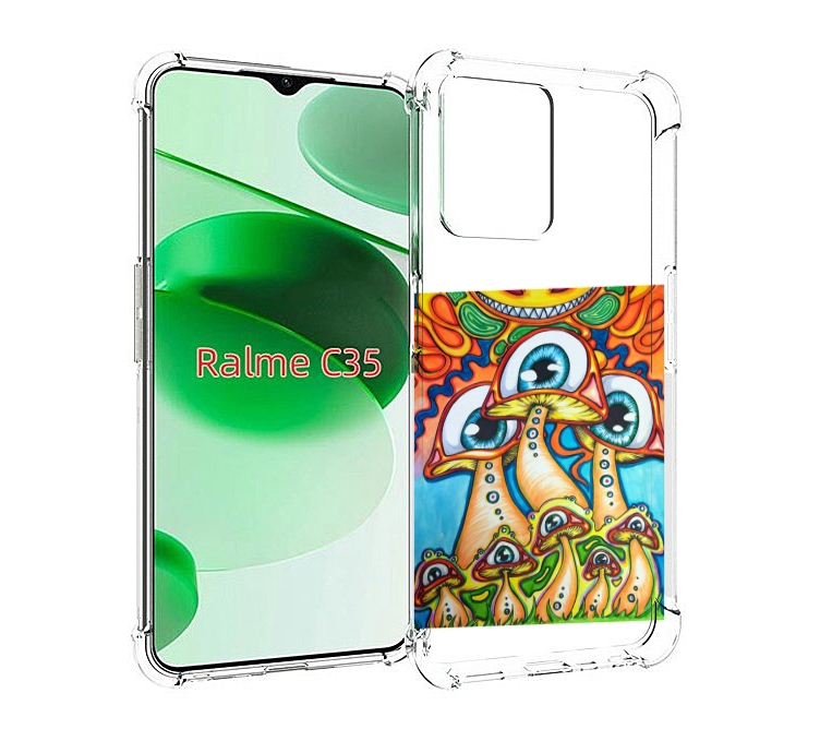 

Чехол MyPads грибы с глазами для Realme C35 / Narzo 50A Prime, Прозрачный, Tocco