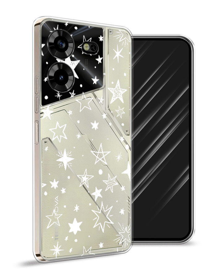 

Чехол Awog на Tecno Pova 5 "Звездочки графика белая", Прозрачный;белый, 303950-7