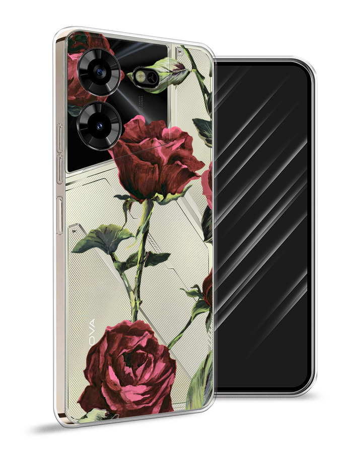 

Чехол Awog на Tecno Pova 5 "Бордовые розы фон", Бордовый, 303950-8