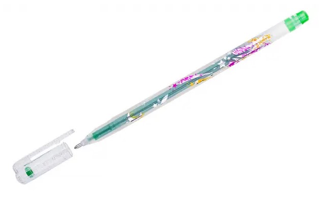 Ручка гелевая Crown Glitter Metal Jell MTJ-500GLS(D), светло-зел. с блестками, 1 мм, 1 шт.
