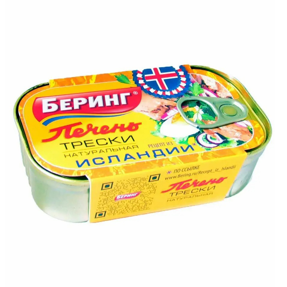 

Печень трески Беринг кусочками в собственном соку 120 г
