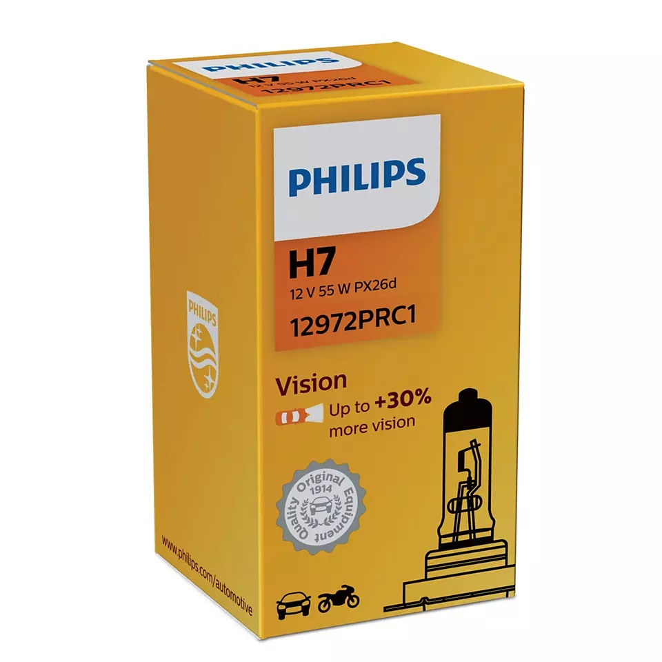 

Галогенная лампа Philips H7 (55W 12V) Vision 1шт 12972PRC1