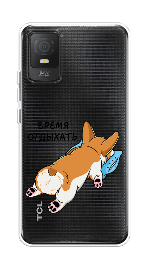 

Чехол на TCL 403 "Корги отдыхает", Черный;коричневый;голубой, 291650-1