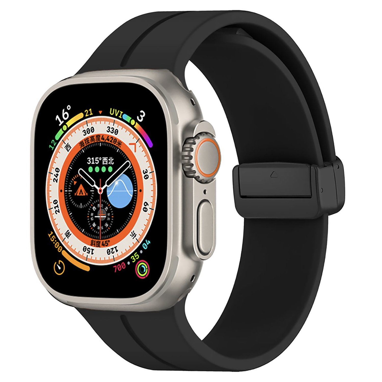 

Ремешок Watch 42/44/45/49 mm силиконовый на магните <черный>